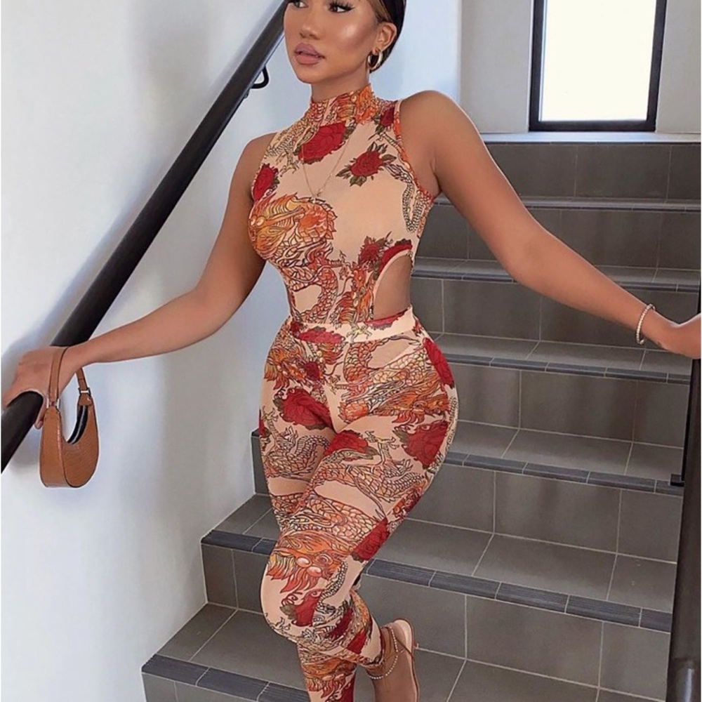 Fashion Nova Dragon Print Jumpsuit